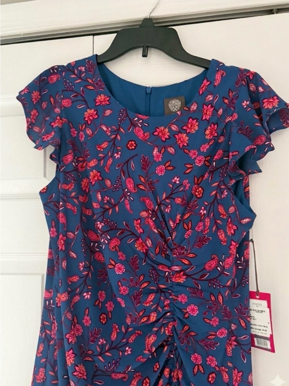 💙💖Vince Camuto - Navy Midi Dress with Pink Floral Print🌸🌺